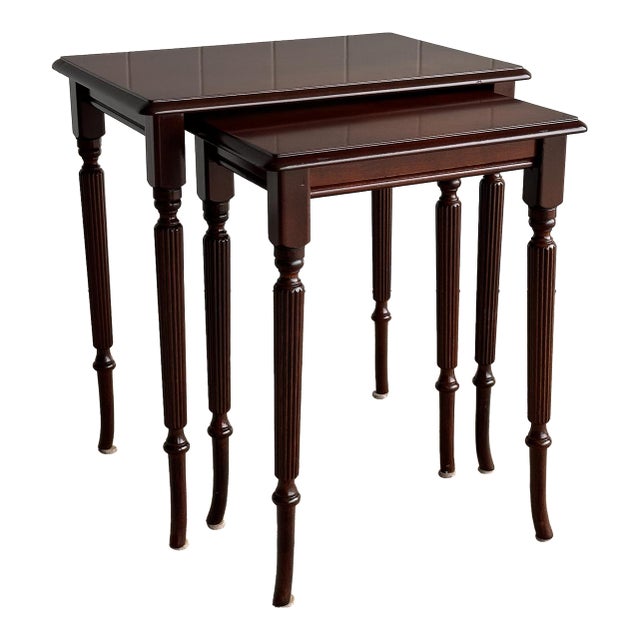 Pair of Vintage Mahogany Nesting Tables For Sale