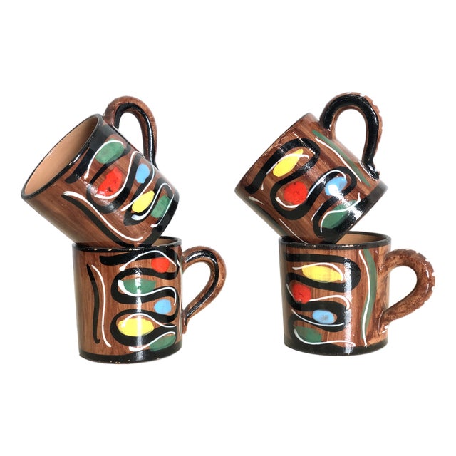 Vintage Ceramic Mugs from Deruta, Italy, 1960s, Set of 4 For Sale
