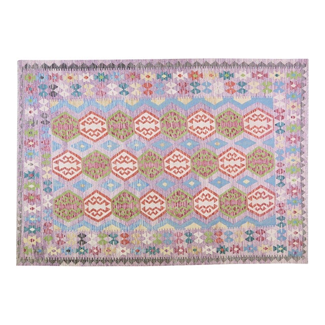 Afghan Maimana Flatweave Kilim Wool Rug, 6'8''x9'4'' For Sale