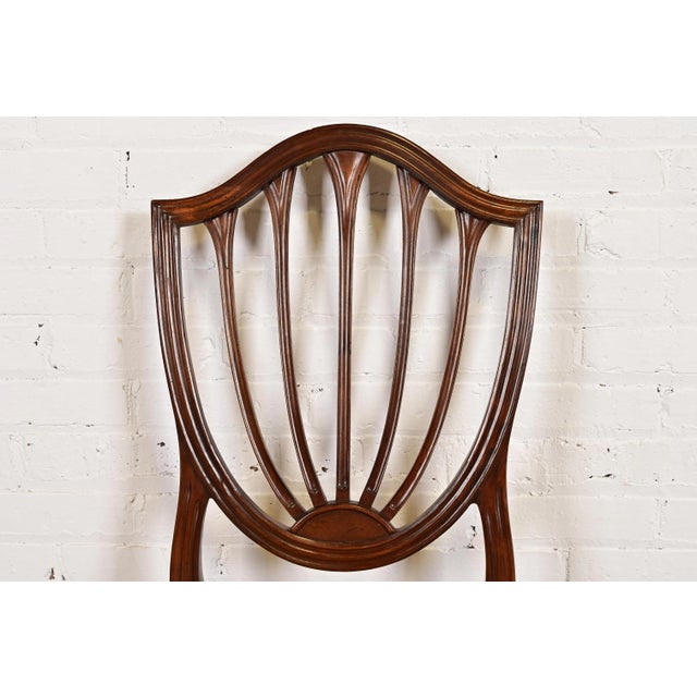 Ethan Allen Federal Mahogany Shield Back Side Chairs or Dining Chairs, Set of Four For Sale In South Bend - Image 6 of 14