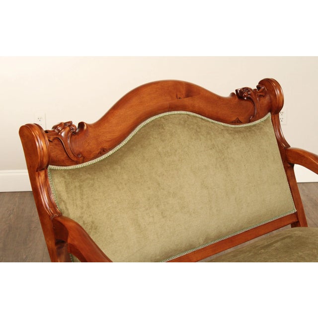 Antique Victorian Lion Head Carved Settee For Sale - Image 4 of 12