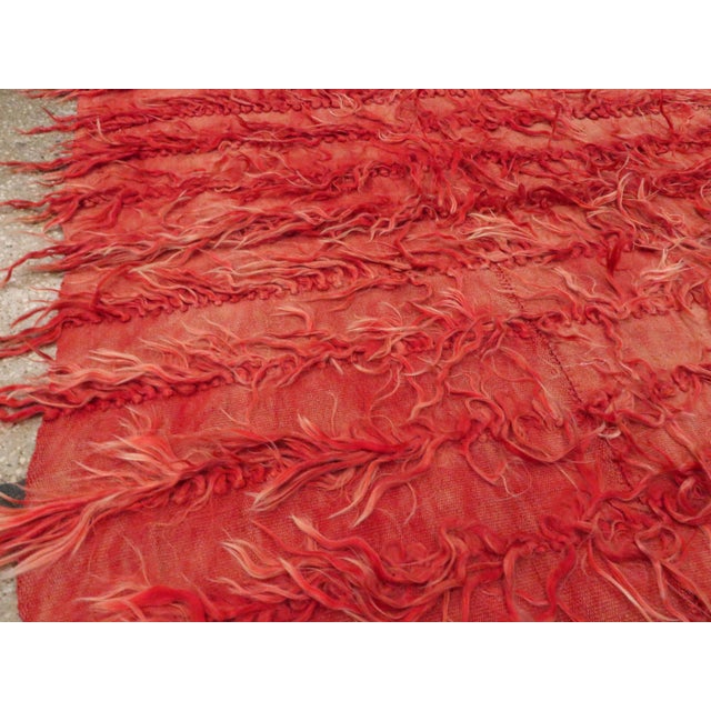 Galerie Shabab Collection Mid-20th Century Shaggy Turkish Rug With a Red Tribal Design For Sale In New York - Image 6 of 10