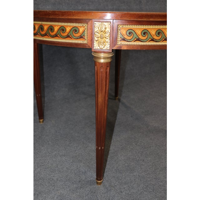 Bronze Mounted French Walnut Louis XVI Style Dining Table With 3 Leaves For Sale - Image 11 of 11