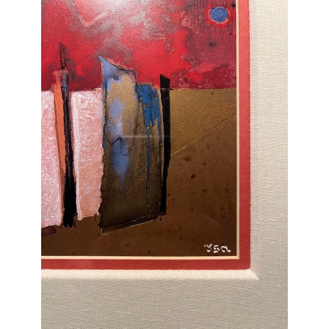 Paper Set of 2 Isa Van Der Zee Plate Signed Abstract Prints With Gold Leaf Decoration For Sale - Image 7 of 11