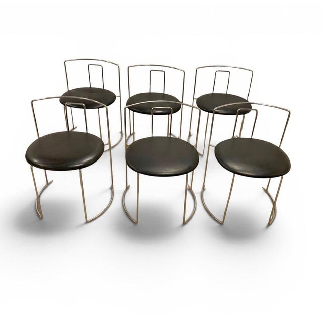 6 x stackable chair gaja by studio simon gavina 6 x stackable chair gaja by studio simon gavina / black leather upholstery...