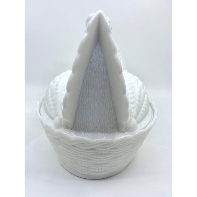 Vintage Milk Glass Hen on Nest Decorative Bowl For Sale - Image 9 of 10