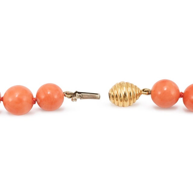 Metal Vintage 18k Yellow Gold 1915 23k Austrian Gold Coin Coral Bead Station Necklace For Sale - Image 7 of 8