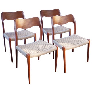 Danish Teak Chairs Model 71 by Niels O. Møller, 1960s, Set of 4 For Sale