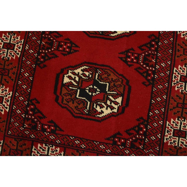 Turkmen Runner 2’7” X 9’2” Red Wool Vintage Tribal Hand-Knotted Oriental Rug For Sale - Image 4 of 12