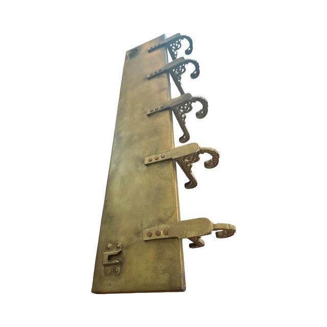 Vintage Brass Wall Rack With Art Deco Revival Ceramic Tiles For Sale - Image 13 of 13