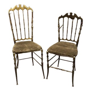 Set of Mid Century Brass Chiavari Chairs For Sale