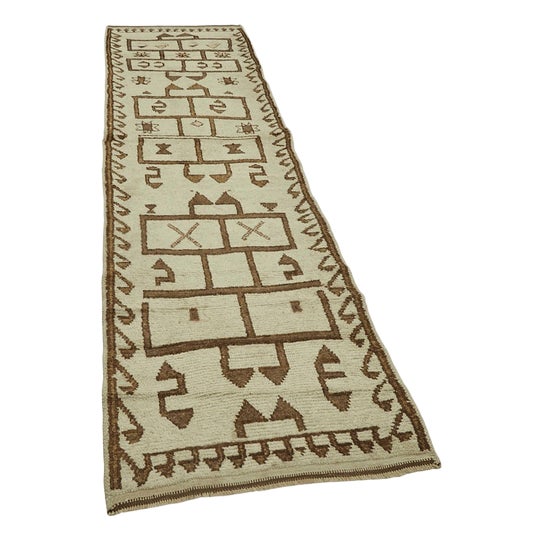 Beige Bohemian Runner Rug For Sale