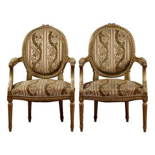 Napoleon III Style Gilded Armchairs, Set of 2 For Sale