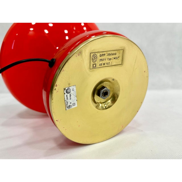 Mid-Century Glass and Brass Table Lamp by Stepan Tabera for Opp Jihlava, 1970s For Sale - Image 4 of 8