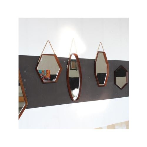 Wood Oval Wall Mirror, 1950s For Sale - Image 7 of 10
