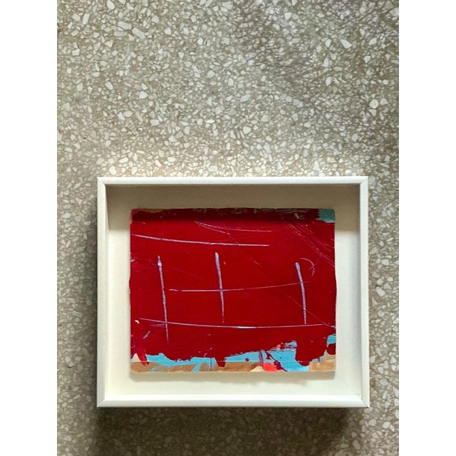 Vintage Framed Red Abstract Painting For Sale - Image 14 of 14