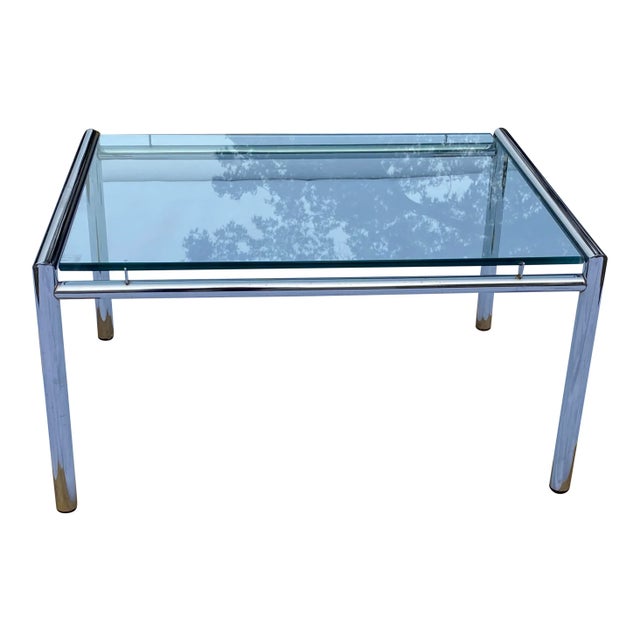 Vintage Tubular Chrome & Glass End Tables with Floating Glass Tops- a Pair For Sale - Image 9 of 11