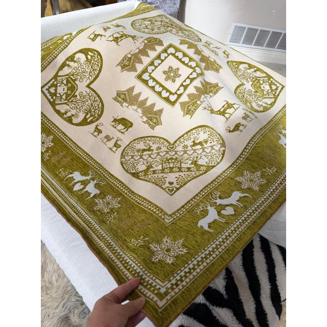 Vintage French Reversible Alpine Jacquard Tapestry Blanket - Chalet & Deer For Sale In Philadelphia - Image 6 of 13
