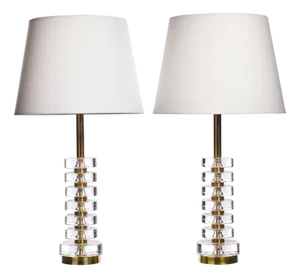 Crystal Glass Table Lamps by Carl Fagerlund for Orrefors, 1960s, Set of 2, Set of 2