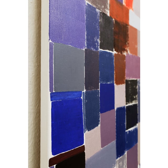 "Squares / Orange Blue Grey" Large Abstract Oil Painting by Simon Findlay For Sale - Image 6 of 13