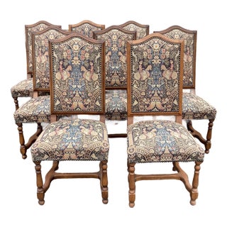 Set of 8 French Tapestry Dining Chairs For Sale
