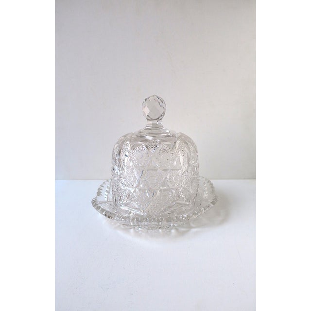 A beautiful and substantial cut crystal plate and dome serving piece set, American crystal, circa early-20th century, USA....