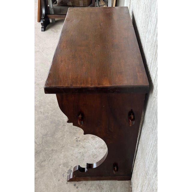 Early 20th Century Spanish Colonial Narrow Console Table with Two Drawers with Iron Hardware For Sale In Miami - Image 6 of 18