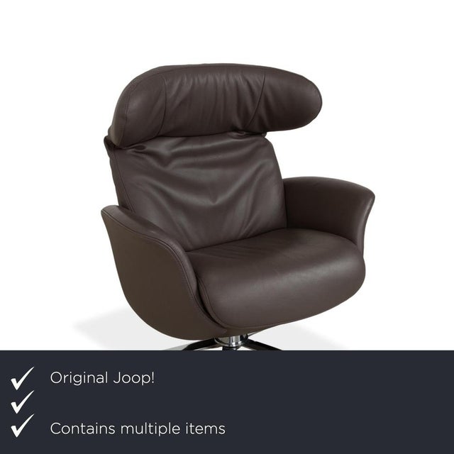 Model 8115 Armchairs and Ottoman in Grey Taupe Leather and Chrome, from Joop, Set of 2 For Sale - Image 5 of 18