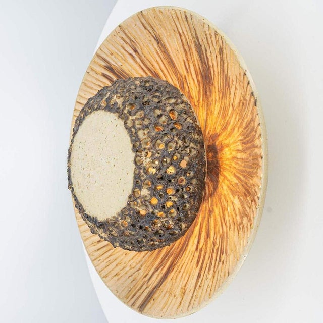Ceramic Round Ceramic Wall Light in the style of Axella, Denmark, 1970s For Sale - Image 7 of 16