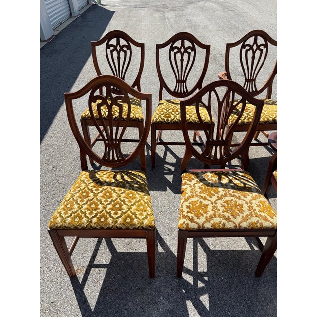 Yellow Vintage Floral Midcentury Modern Dining Room Chairs, Set of 6 For Sale - Image 8 of 8