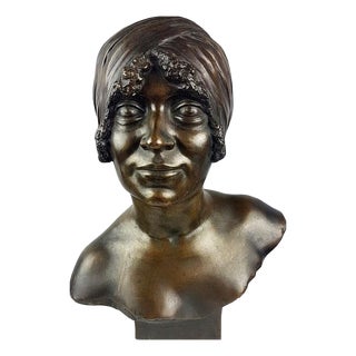 Bronze Bust of Woman with Turban by Arsène Matton For Sale
