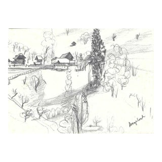 1970s Robert Angeloch Farm Drawing For Sale
