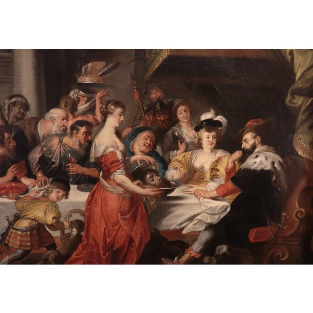 Workshop of Peter Paul Rubens, Banquet of Herod, 1650, Oil on Canvas For Sale - Image 8 of 15