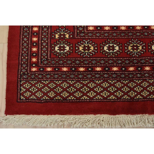 Bokhara Rug 8′ X 10’1” Red Wool Tribal Hand-Knotted Oriental Carpet For Sale - Image 10 of 13