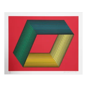 Red II, Richard Anuszkiewicz Screenprint on Panel Mounted to Screenprinted Paper, Signed and Numbered in Pencil