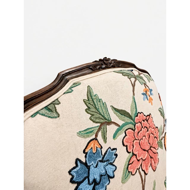Pair of Vintage Floral Needlepoint Armchairs | Louis XV Style For Sale In Portland, OR - Image 6 of 8