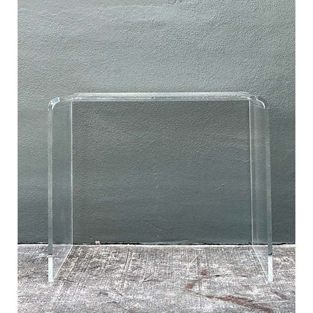 Vintage Waterfall Lucite Desk For Sale - Image 4 of 12