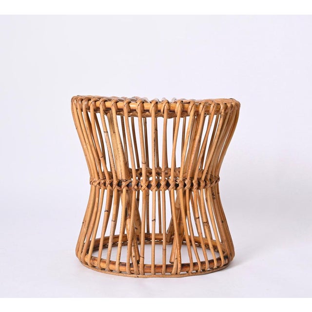 1960s Mid-Century Italian Bamboo and Rattan Stool from BBB Boncina, 1960s For Sale - Image 5 of 15