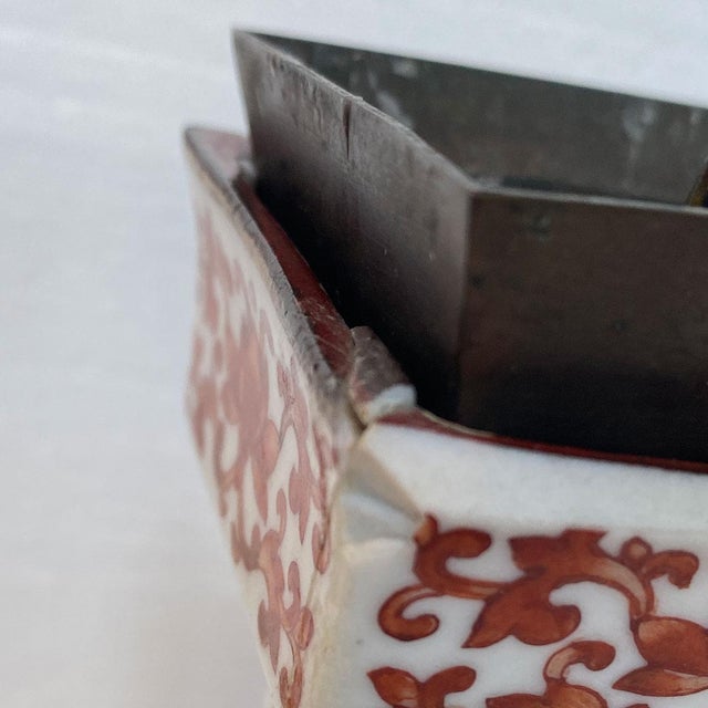 Pair Chinese Qing Porcelain Coral Red Bajixiang Candlesticks For Sale - Image 10 of 15