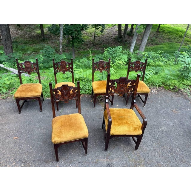 Antique Renaissance Revival Lion Northwind Carved Dining Chairs - Set of 6 For Sale - Image 9 of 17
