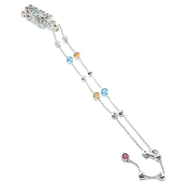 1990s Bulgari Allegra Diamond Color Stones White Gold Necklace For Sale - Image 9 of 10