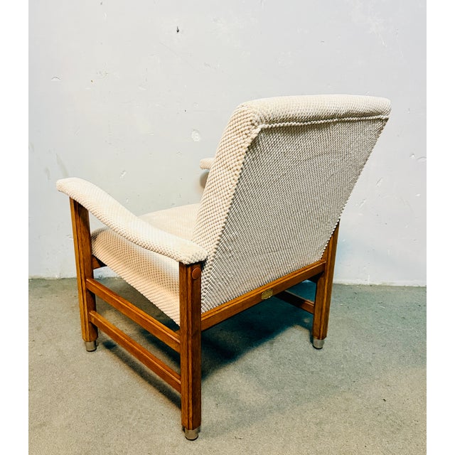Fully restored 1960s armchairs, made of teak and reupholstered in beige velvet.