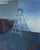 Cool Light by Riley Doyle | Oil on panel depicting a ladder and shadow in a cool-toned interior. For Sale