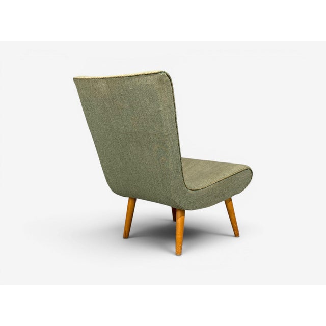 Swedish Modern, Slipper Chair, Green Fabric, Beech, Sweden, 1940s For Sale In New York - Image 6 of 12