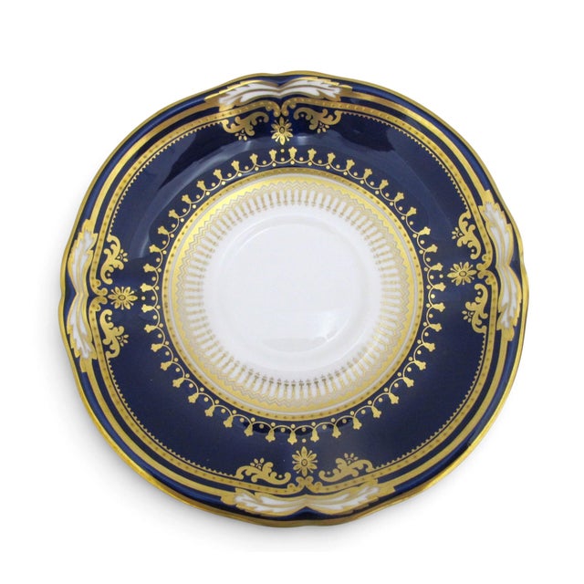 English Spode Lancaster Cobalt Blue R8950 Gold Gilt Fine Bone China Cup & Saucer For Sale - Image 3 of 10