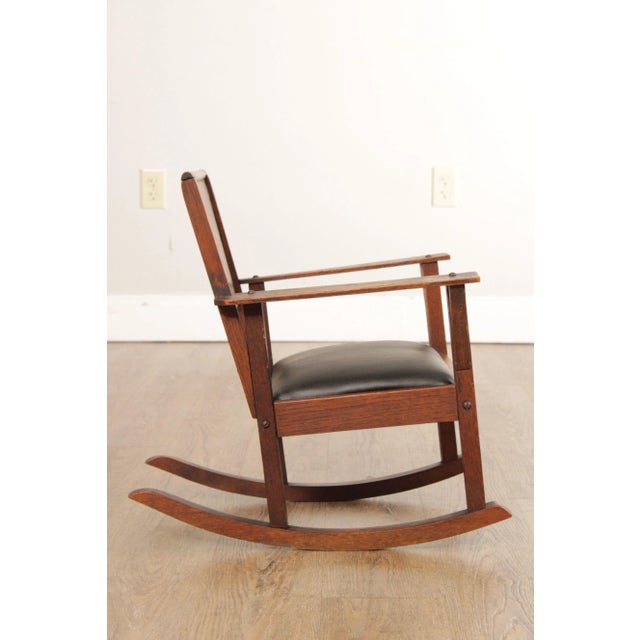 Early 20th Century Antique Mission Oak Children's Rocking Chair For Sale - Image 5 of 12