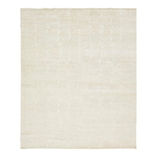 Minimalist Contemporary Moroccan Style Wool Rug in Ivory by Apadana For Sale