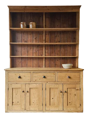 English Pine Waterfall Shelf With Cabinets (Hutch) - Circa 1880