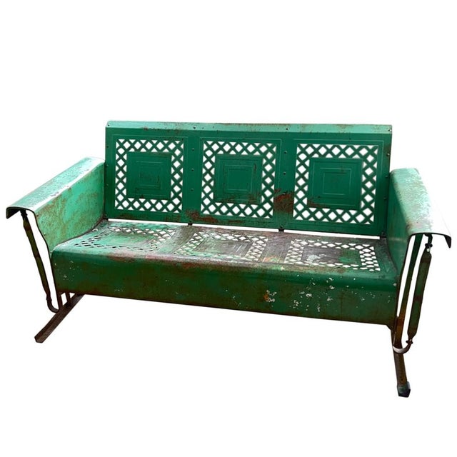 1950s American Porch Glider with Original Green Paint by Bunting, 1950s For Sale - Image 5 of 6