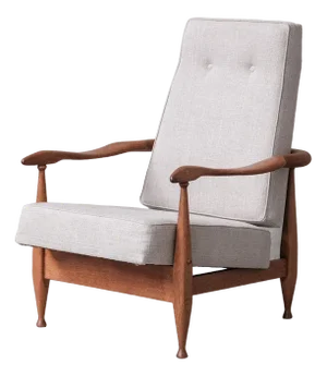 Mid-Century French Armchair in Oak by Guillerme & Chambron